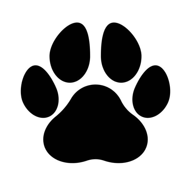 Black paw print symbol on white background.